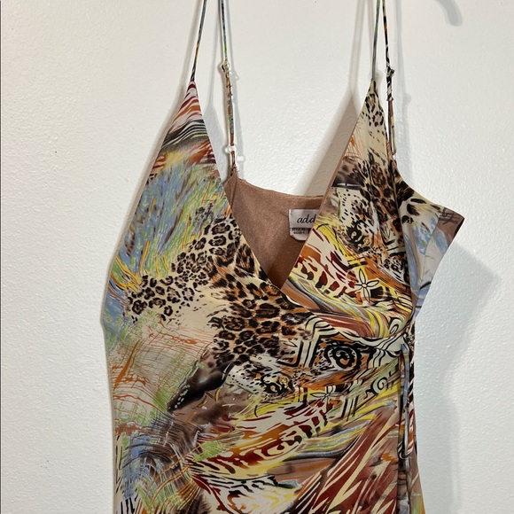 Multicolor Animal-Print Midi Slip Dress with V-Neck - Picture 3 of 5